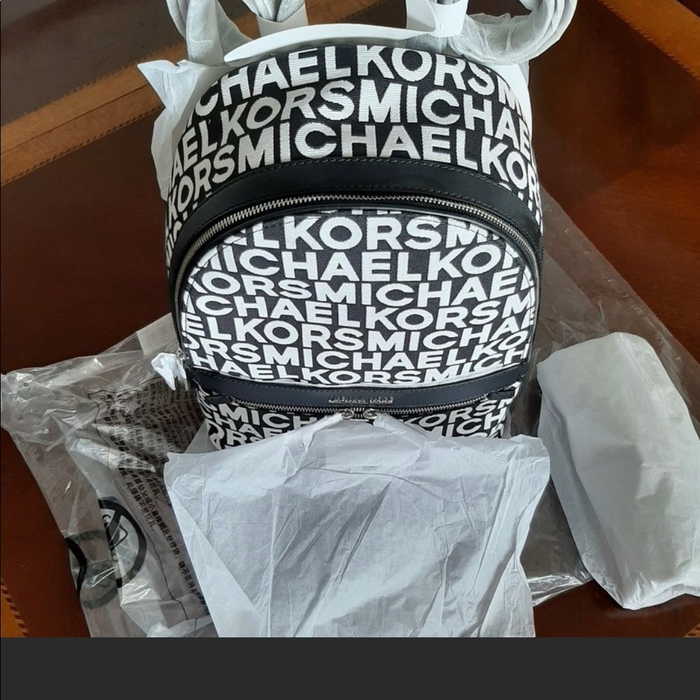 Brand NWT Michael Kors black and white backpack